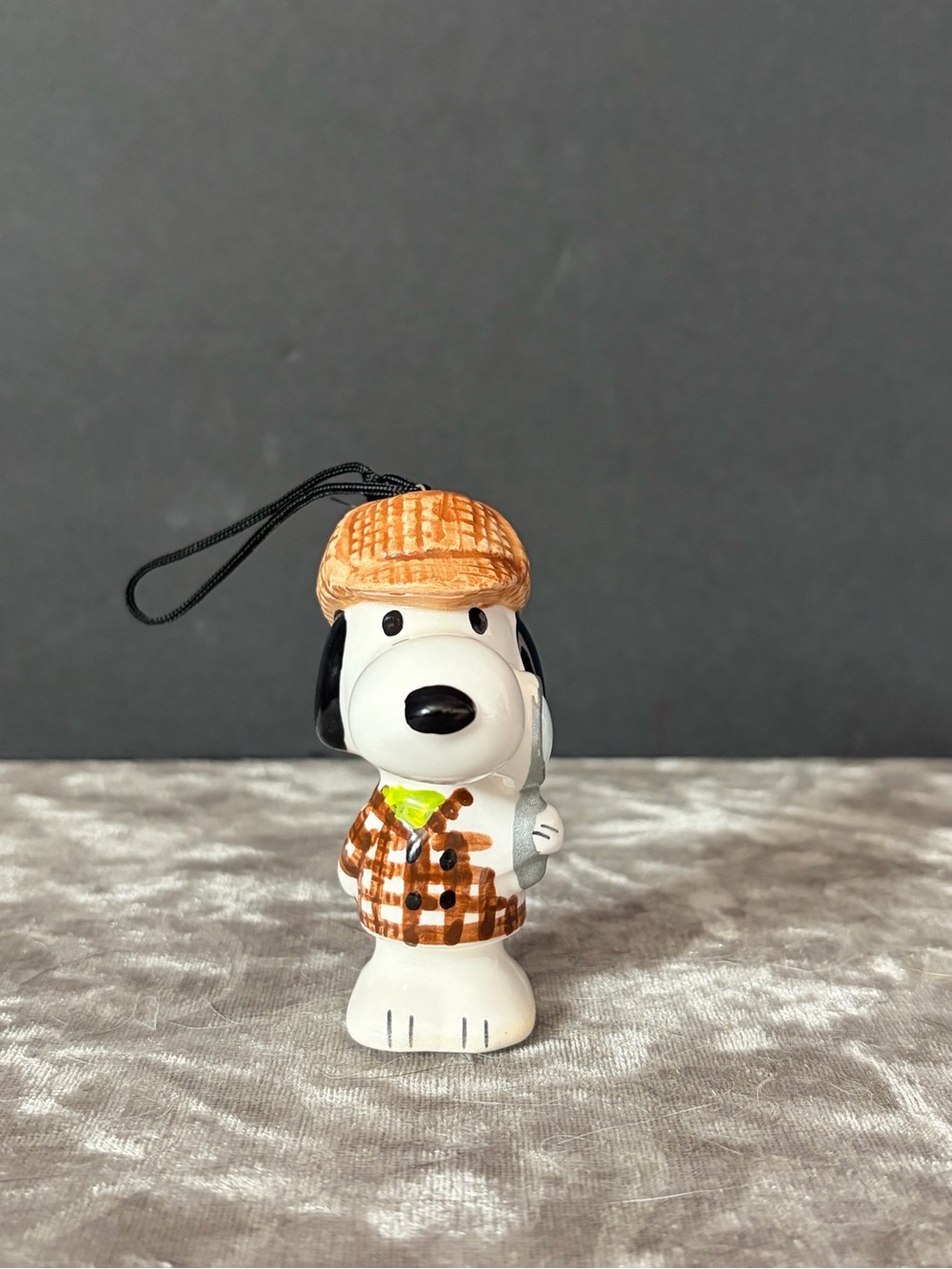 Vintage Peanuts Snoopy Sherlock Holmes 3" Ceramic Ornament Japan 1958-1966